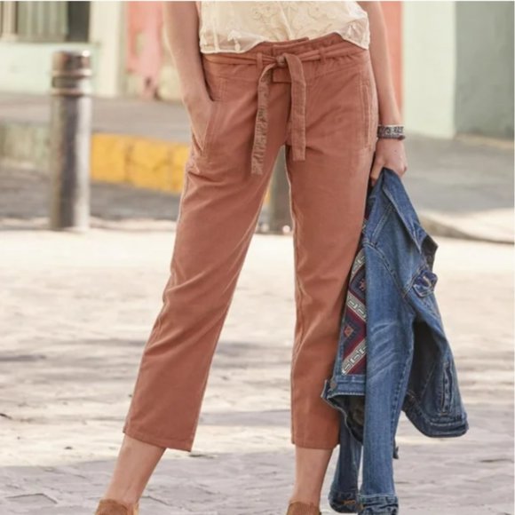 Sundance Emily Cropped Ankle Coral Corduroy Pants Size 4 - Picture 2 of 10